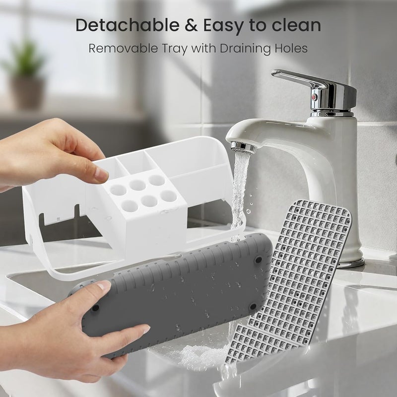 Boperzi Electric Toothbrush Holders with Cord Slots: Detachable Toothbrush and Toothpaste Holders, Large Tooth Brush Storage Caddy Set Drainage, Anti-Slip Bathroom Counter Organizer for Family, Kids - Image 5